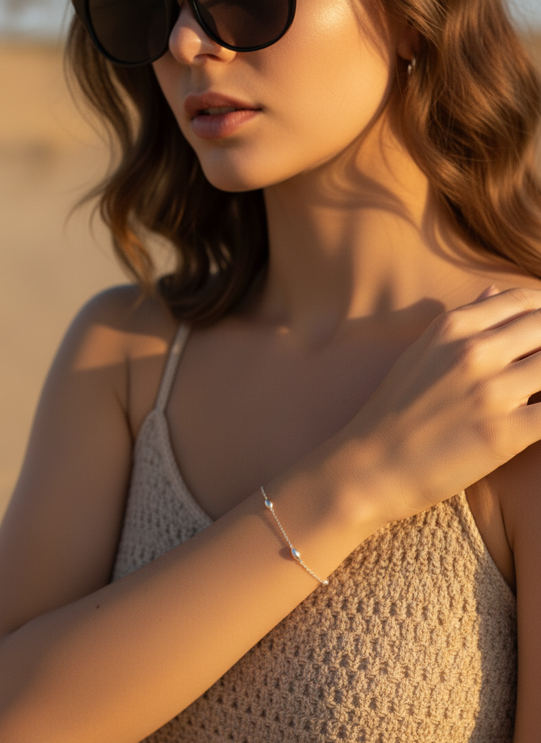 Orbit Beads Bracelet – 925 Silver Minimalist Chain