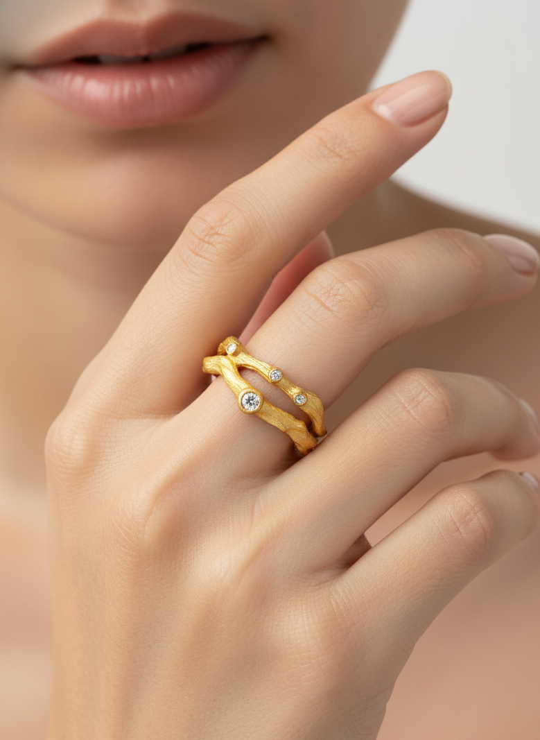 Starlit Branches Ring – 925 Silver with 18K Gold Plating